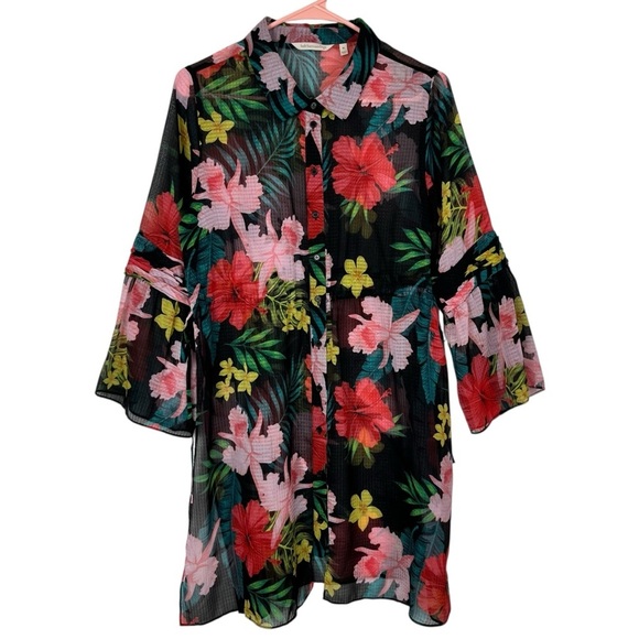 Soft Surroundings Floral Sheer Swimsuit Cover Up – Tropical Print – Size M - Picture 1 of 10